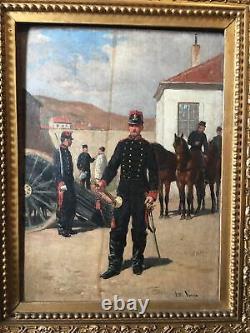 Jules Antoine Voirin 1833/1898 Oil On Wood Garrison Military Trumpet Signed