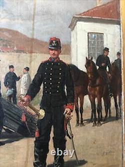 Jules Antoine Voirin 1833/1898 Oil On Wood Garrison Military Trumpet Signed