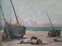 Jules Jacques Veyrasat (1828-1893) Brittany Fishing Boats To Marée Basse