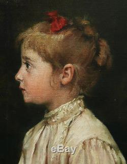 Jules Machard And Pascal Blanchard Pair Table Portrait Child Girl Art