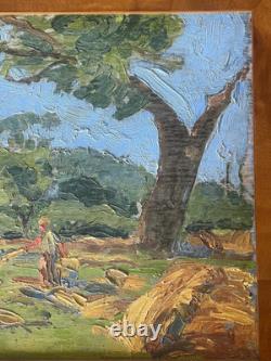 Jules Oscar Maes (1881-1967) Oil on wood Signed The Hay XX