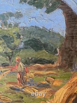 Jules Oscar Maes (1881-1967) Oil on wood Signed The Hay XX