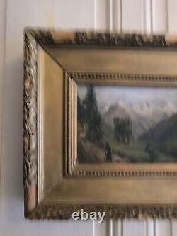 Jules ROZIER (1821-1882) Animated Mountain Landscape Oil on Wood Framed