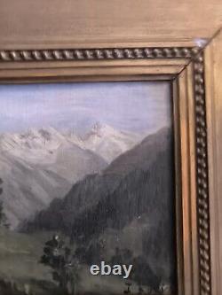 Jules ROZIER (1821-1882) Animated Mountain Landscape Oil on Wood Framed