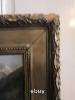 Jules ROZIER (1821-1882) Animated Mountain Landscape Oil on Wood Framed