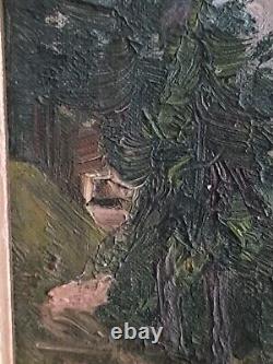 Jules ROZIER (1821-1882) Animated Mountain Landscape Oil on Wood Framed