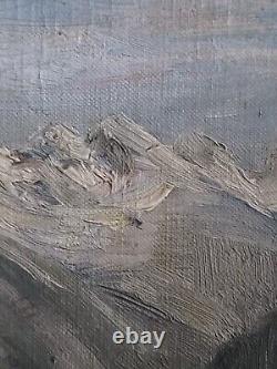 Jules ROZIER (1821-1882) Animated Mountain Landscape Oil on Wood Framed