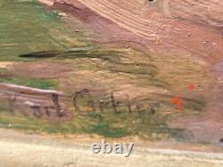 KARL CARTIER 1855-1925 LANDSCAPE COUNTRYSIDE. OIL PAINTING ON WOOD PANEL 19th CENTURY
