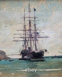 KARL CARTIER 1855-1925 MARINE LANDSCAPE. OIL PAINTING ON WOOD PANEL XIX CENTURY STYLE