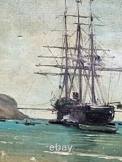 KARL CARTIER 1855-1925 MARINE LANDSCAPE. OIL PAINTING ON WOOD PANEL XIX CENTURY STYLE