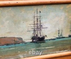KARL CARTIER 1855-1925 MARINE LANDSCAPE. OIL PAINTING ON WOOD PANEL XIX CENTURY STYLE
