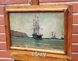 KARL CARTIER 1855-1925 MARINE LANDSCAPE. OIL PAINTING ON WOOD PANEL XIX CENTURY STYLE