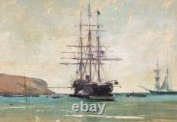 KARL CARTIER 1855-1925 MARINE LANDSCAPE. OIL PAINTING ON WOOD PANEL XIX CENTURY STYLE