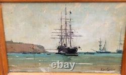 KARL CARTIER 1855-1925 MARINE LANDSCAPE. OIL PAINTING ON WOOD PANEL XIX CENTURY STYLE