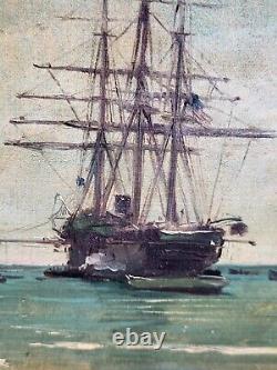 KARL CARTIER 1855-1925 MARINE LANDSCAPE. OIL PAINTING ON WOOD PANEL XIX CENTURY STYLE