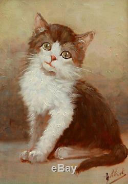 Karl Kaufmann Gilbert Picture Oil Cat Kitten Portrait Oil Austria Animal