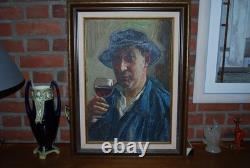 Knife Painting on Wood 1950 Signed Raymond Tellier Frame 53x70 Canvas 38x55