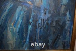Knife Painting on Wood 1950 Signed Raymond Tellier Frame 53x70 Canvas 38x55