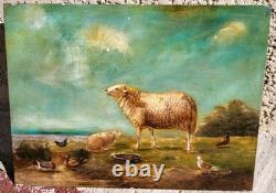 LAMBERT GERARDTS. Sheep in Pasture. 2 Oil Paintings on Wood Panel