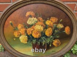 L BILLY. Bouquet of Flowers, oil painting on wood panel