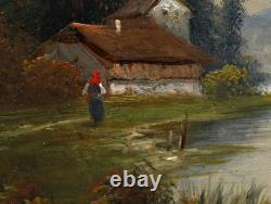 L. Voigt - Evening on the Eisack Oil on Wood Painting with Dedication to Erich Thomaschewski
