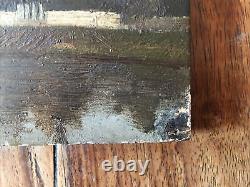 La Seine On The Croissy Side (78) Ancient Oil On Wood, Signed And Located