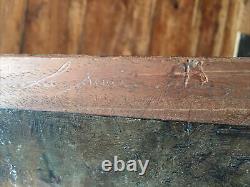 La Seine On The Croissy Side (78) Ancient Oil On Wood, Signed And Located