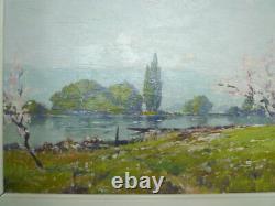 Landscape Impressionist Painting Normand Seine Hsp Signed Launay (1890 / 1956)