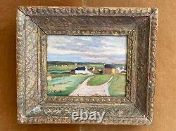 Landscape Village Breton By Paul Lallement, Oil On Wood, Epoque Xxème