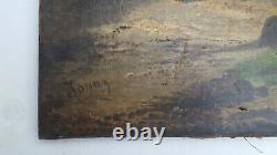 Landscape With Large Cow Trees Ancient Table Signed Sth Under Forest