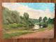 Landscape By The Water Stunning Oil On Wood, Signed