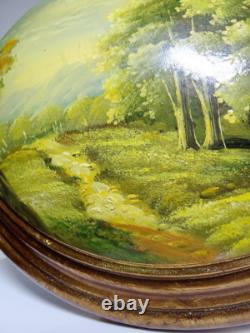 Landscape oil on convex wood Italian vintage baroque Florentine style