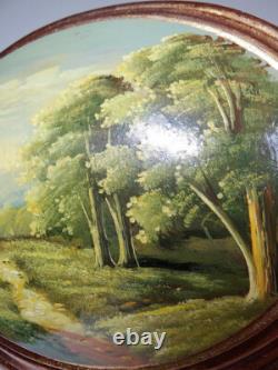 Landscape oil on convex wood Italian vintage baroque Florentine style