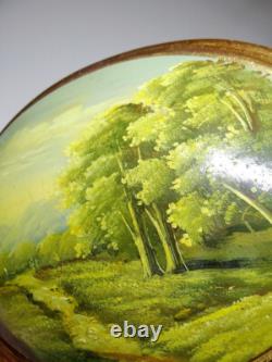 Landscape oil on convex wood Italian vintage baroque Florentine style