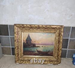 Landscape, oil on panel/wood, 19th century, to be restored, signed painting