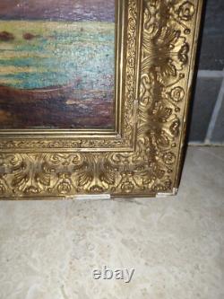 Landscape, oil on panel/wood, 19th century, to be restored, signed painting