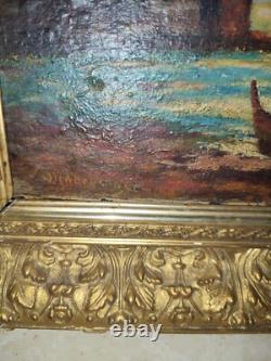 Landscape, oil on panel/wood, 19th century, to be restored, signed painting