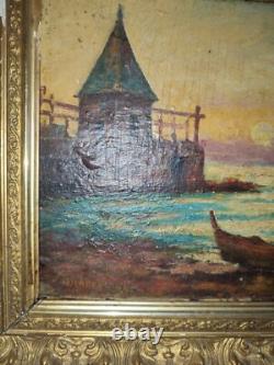 Landscape, oil on panel/wood, 19th century, to be restored, signed painting