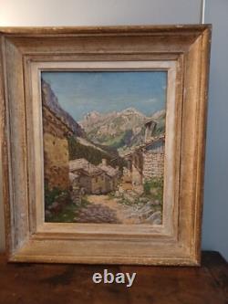 Landscape painting signed oil on canvas R Charpentier 1933 wooden frame