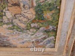 Landscape painting signed oil on canvas R Charpentier 1933 wooden frame