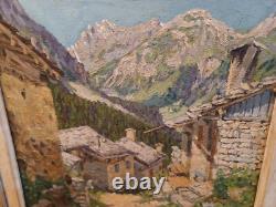 Landscape painting signed oil on canvas R Charpentier 1933 wooden frame