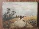 Landscape With Cart Oil Painting On Wood, Signed