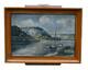 Landscape With Lake And Boats, Oil On Wooden Panel, Signed, With Frame