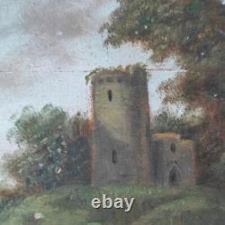 Landscape with Tower, painting, signed R. Normand