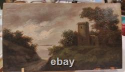 Landscape with Tower, painting, signed R. Normand