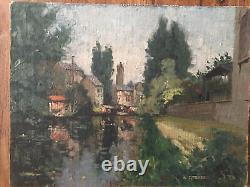 Landscapes by the water + St Hélier District Rennes Oil Double-sided Signed