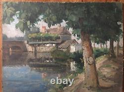 Landscapes by the water + St Hélier District Rennes Oil Double-sided Signed