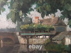 Landscapes by the water + St Hélier District Rennes Oil Double-sided Signed