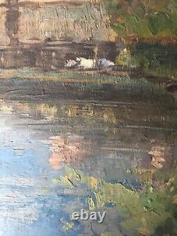 Landscapes by the water + St Hélier District Rennes Oil Double-sided Signed