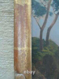 Large Hsp Old Seaboard Mediterannee Signee Tb Frame Wood Dore A Cle